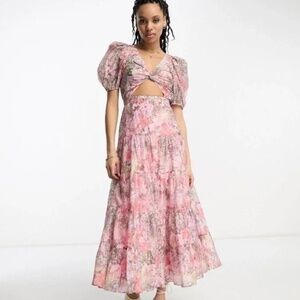 NWT & Other Stories Floral Cut Out Tiered Maxi Dress